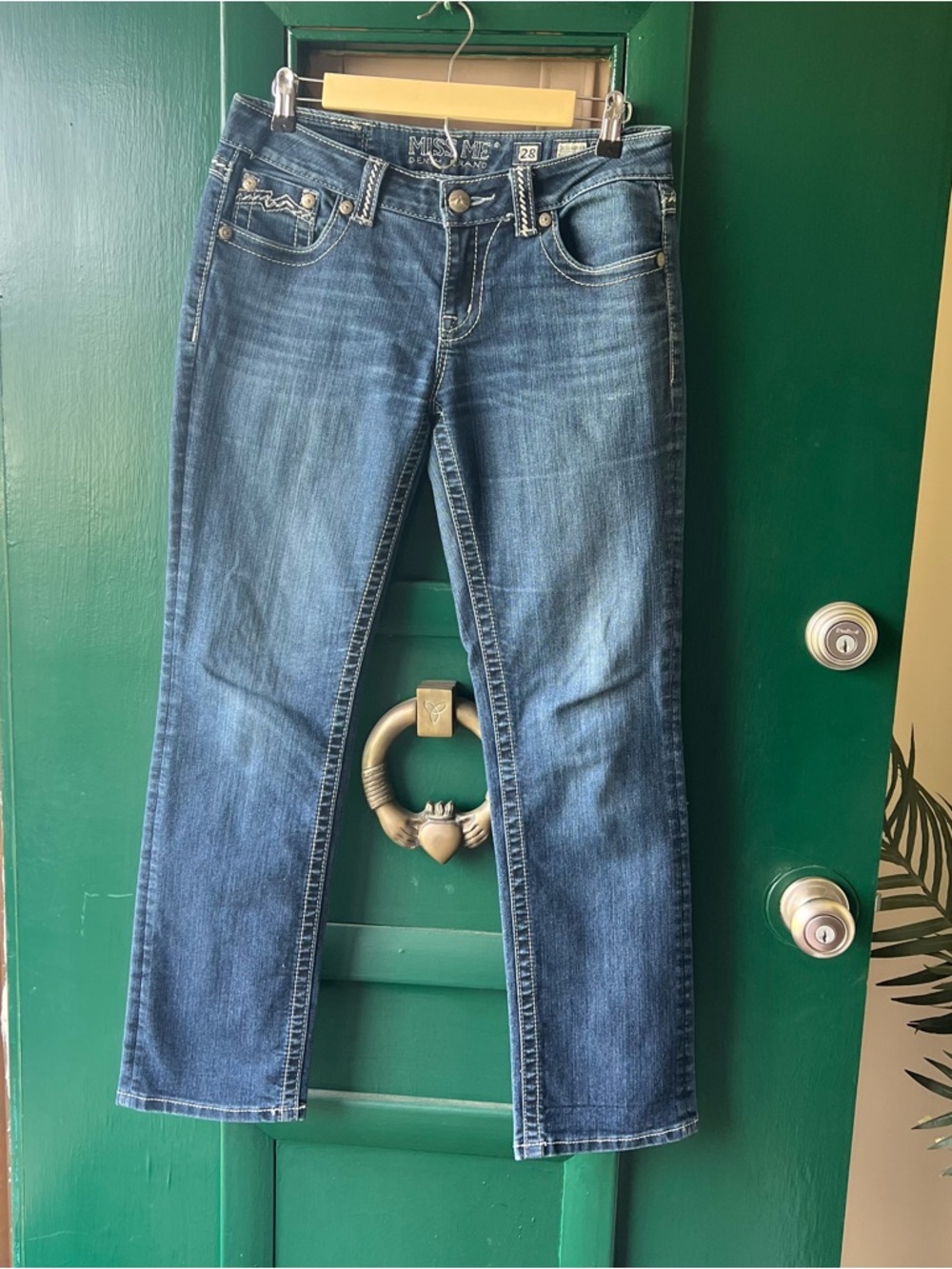 Miss Me Medium Dark Blue Straight Leg Jeans